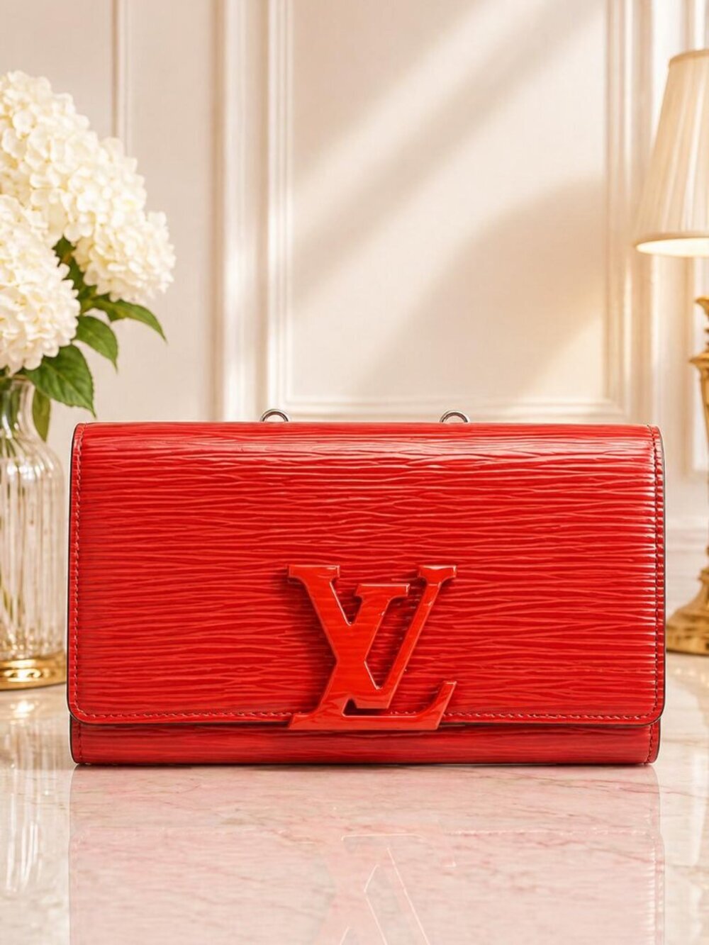 Authentic Louis Vuitton Epi Leather Sarah Wallet Red LV Long Wallet